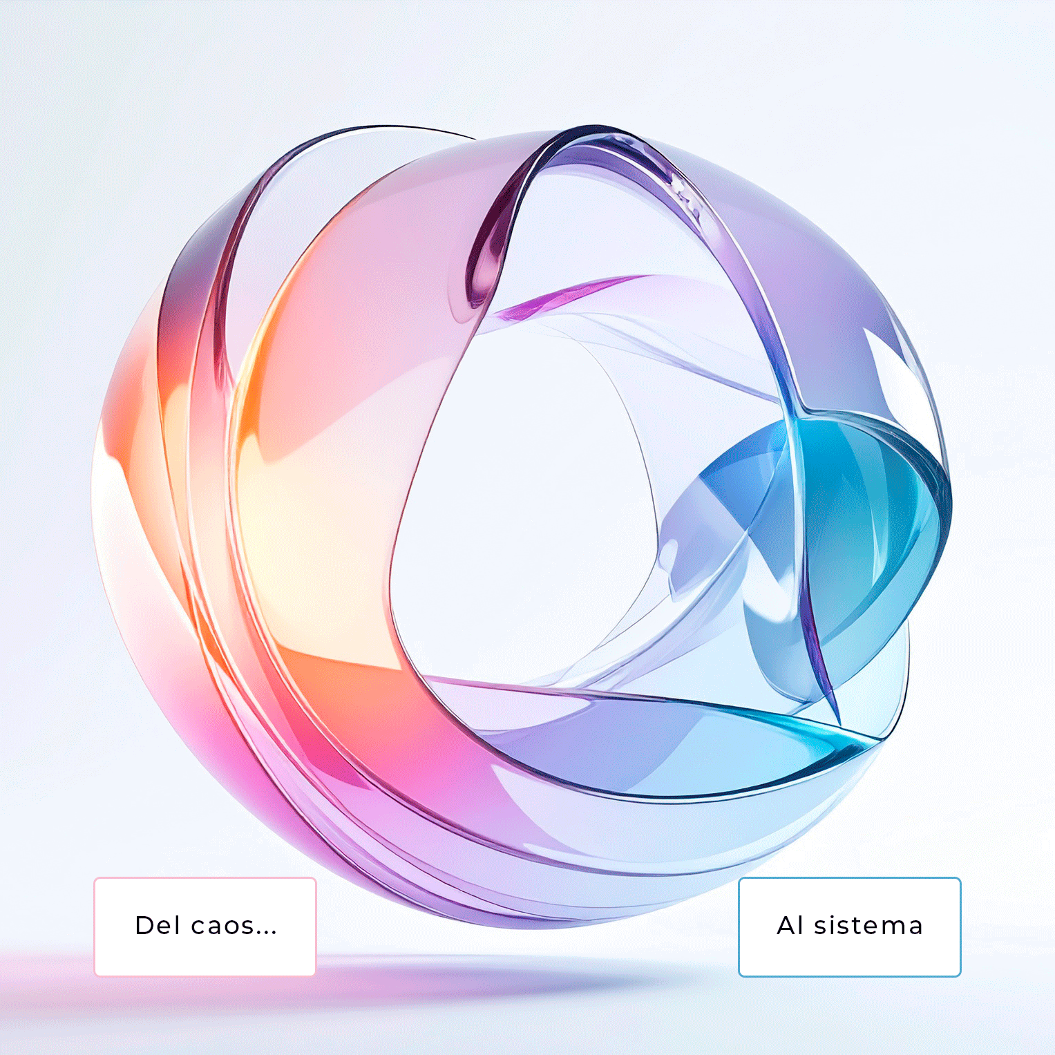 Cristal líquido — IA aplicada al negocio Cristal líquido tornasolado representando IA aplicada al negocio — del caos al sistema. Synchronice Studio